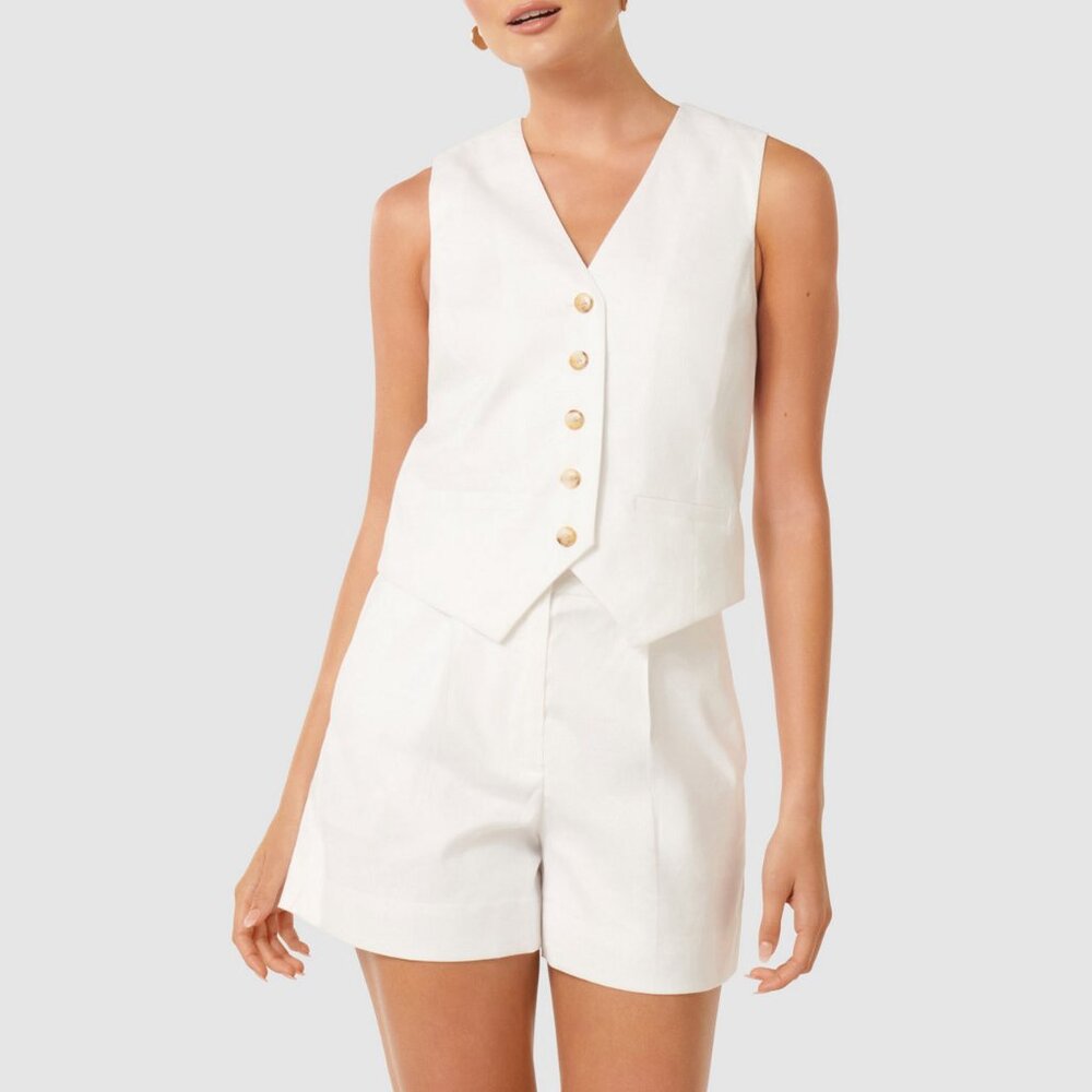 Ever New Crisp Linen Buttoned Vest